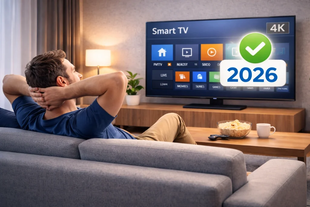 Zufriedener Nutzer schaut IPTV in 4K – erfolgreicher IPTV Anbieterwechsel 2026