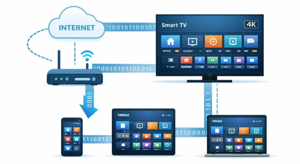 IPTV erklärt – Datenströme vom Internet-Router zu Smart TV und mobilen Geräten