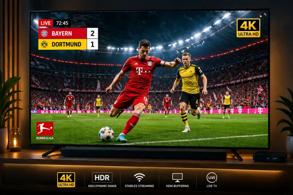 IPTV Bundesliga 4K Live Streaming ohne Buffering Deutschland