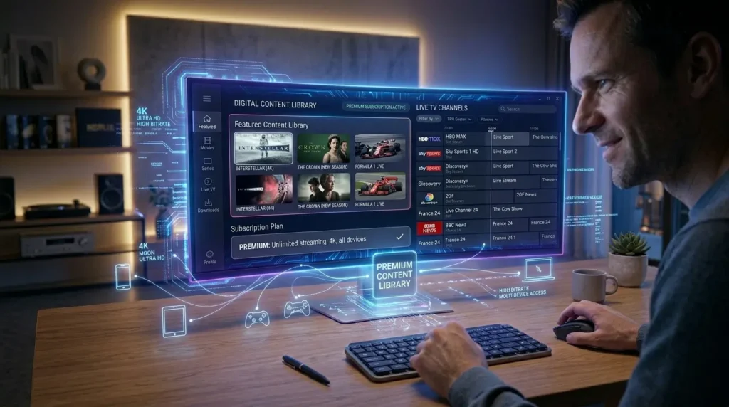 IPTV Abonnement mit Zugang zu Live TV Filmen und Serien