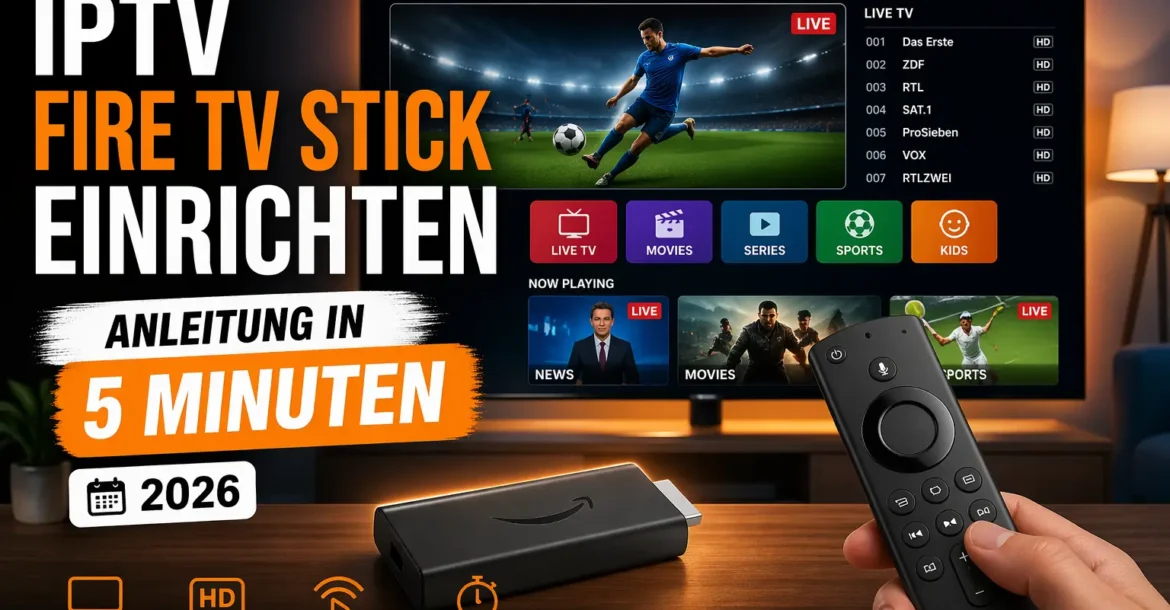 IPTV Fire TV Stick einrichten Anleitung auf Smart TV mit IPTV App und Fernbedienung