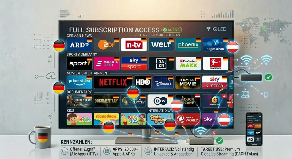 IPTV mit internationalen Fernsehsendern aus verschiedenen Ländern