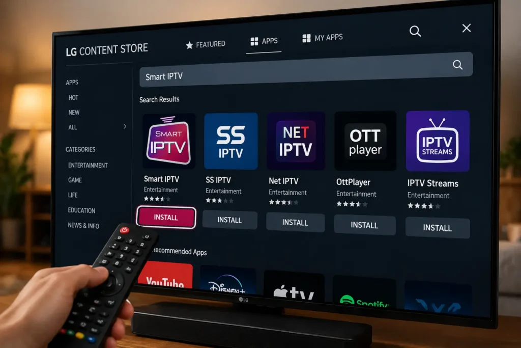 LG Content Store IPTV App installieren Smart IPTV SS IPTV Anleitung