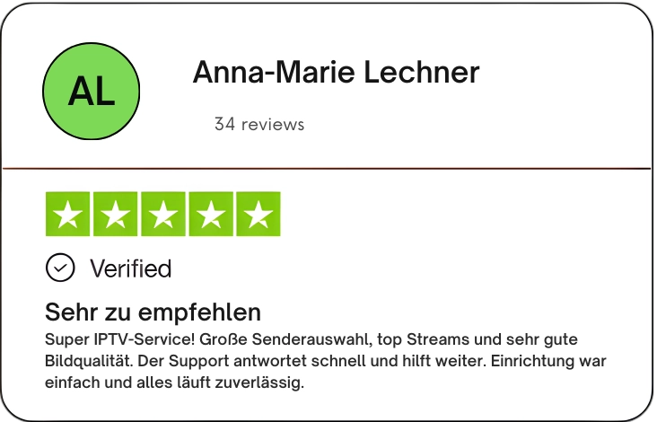 Anna-Marie Lechner empfiehlt den IPTV-Service aufgrund der Bildqualität und des schnellen Supports.