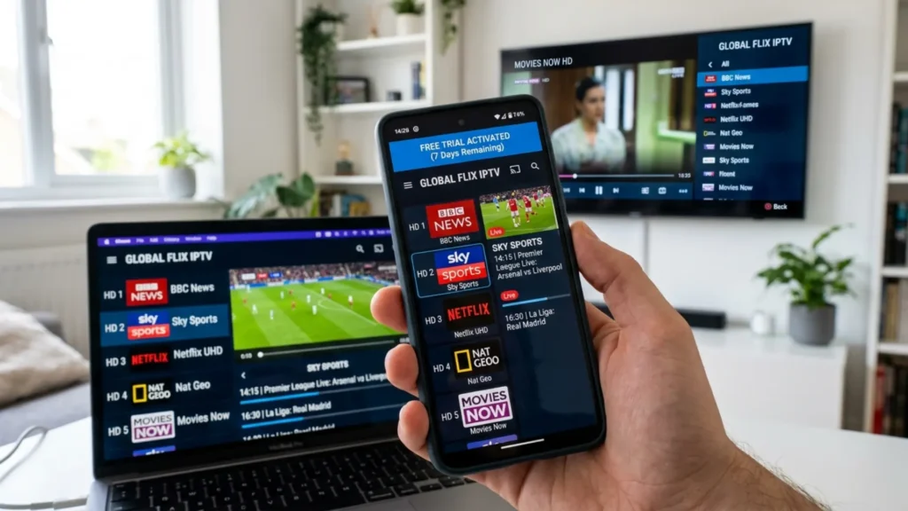 IPTV Test kostenlos auf Smartphone mit Live TV App und aktivem Testzugang