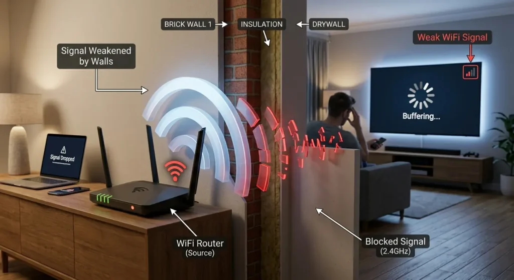 Schwaches WLAN Signal verursacht IPTV Buffering Problem
