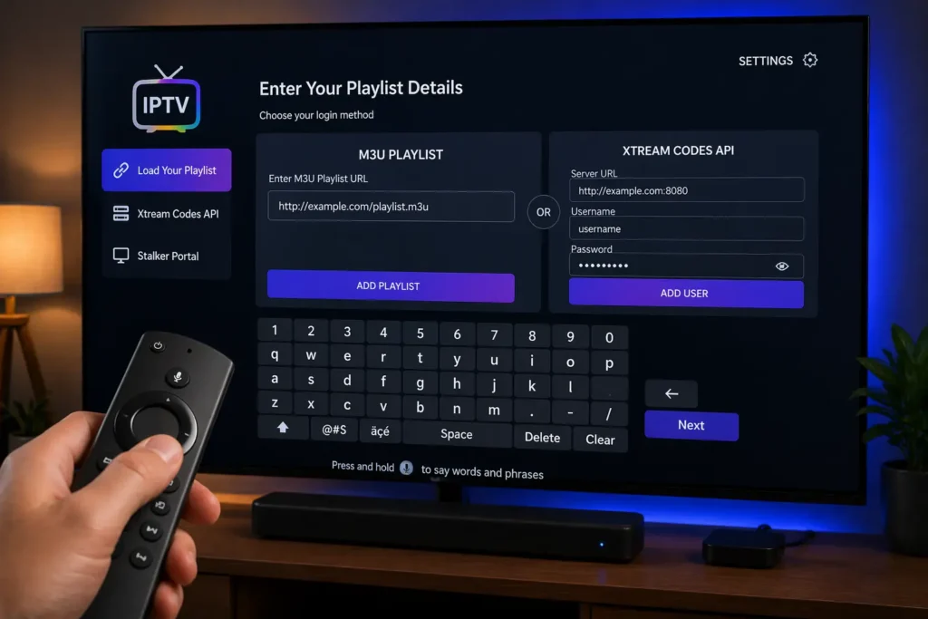 IPTV M3U Link und Xtream Codes auf Fire TV Stick eingeben Anleitung