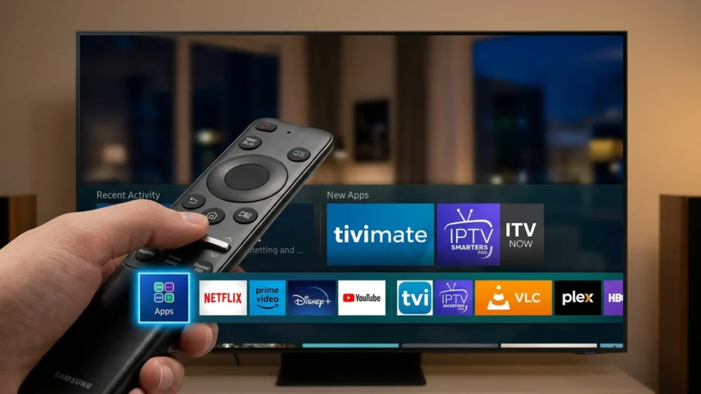 Samsung Smart Hub öffnen um IPTV App zu installieren auf Samsung TV