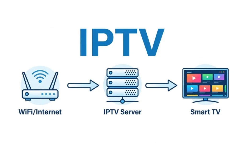 Setting IPTV Erklärung – So funktioniert IPTV über das Internet als Diagramm