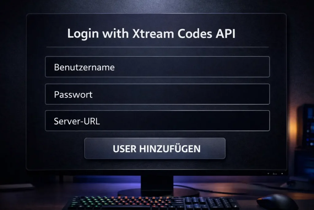 IPTV Smarters Xtream Codes Login Bildschirm Windows