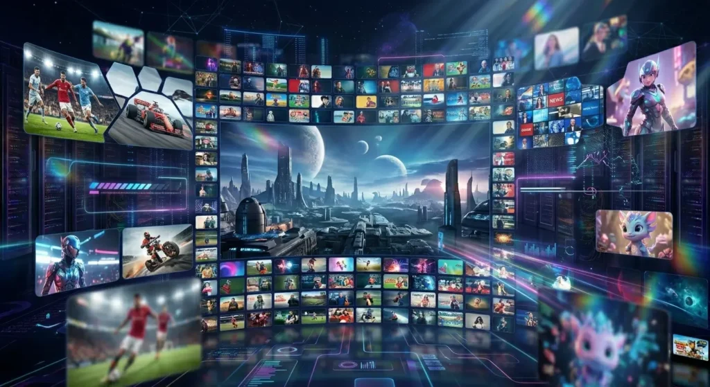 IPTV Kategorien Übersicht mit Live TV, Filme, Serien, Sport und weiteren Bereichen