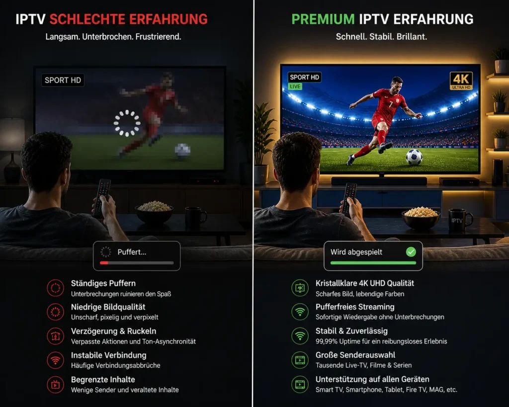 Infografik zeigt wie eine IPTV M3U Playlist über Server Streams auf Smart TV, Smartphone und andere Geräte überträgt