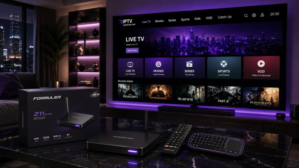 Premium IPTV Box mit Formuler Receiver und Android TV Box für 4K IPTV Streaming