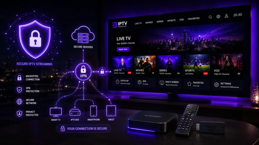Sicheres IPTV Streaming mit VPN, verschlüsselten Verbindungen und Smart TV