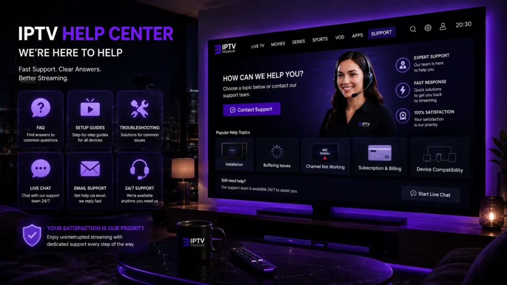 IPTV Help Center mit Smart TV, Kundensupport und professioneller Streaming-Hilfe